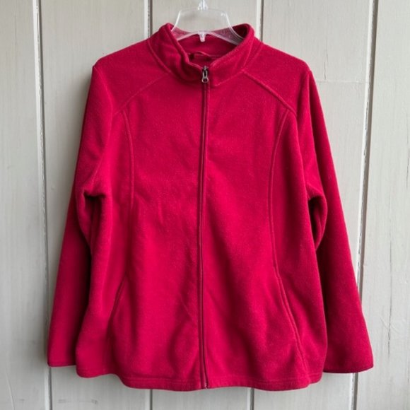 Merona Red Fleece Jacket_Size 1X - Picture 1 of 10